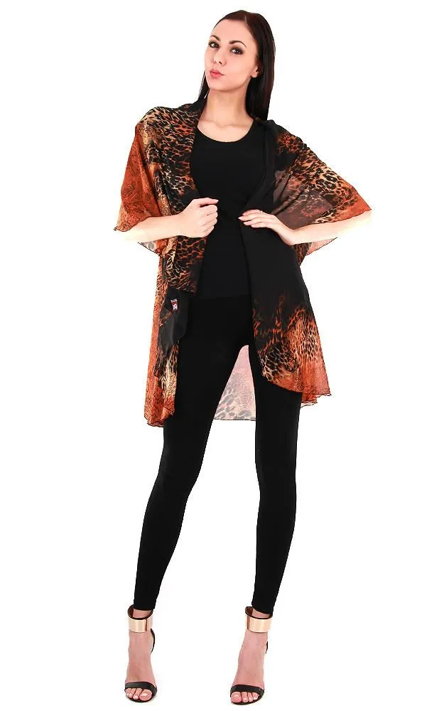 PN11 Leopard Printed Multi Shawl Vest