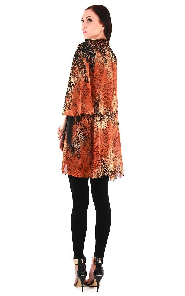 PN11 Leopard Printed Multi Shawl Vest