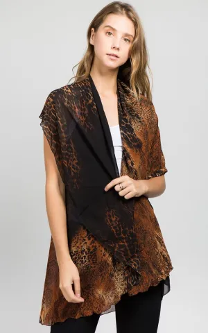 PN11 Leopard Printed Multi Shawl Vest