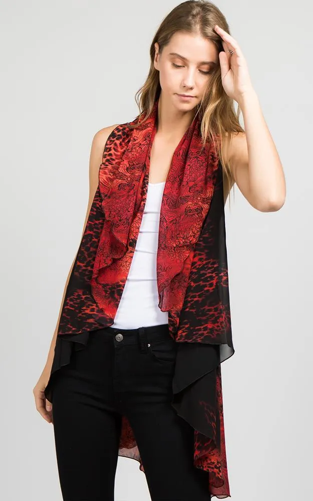 PN11 Leopard Printed Multi Shawl Vest
