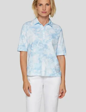 Print Collared Top - Pastel Blue