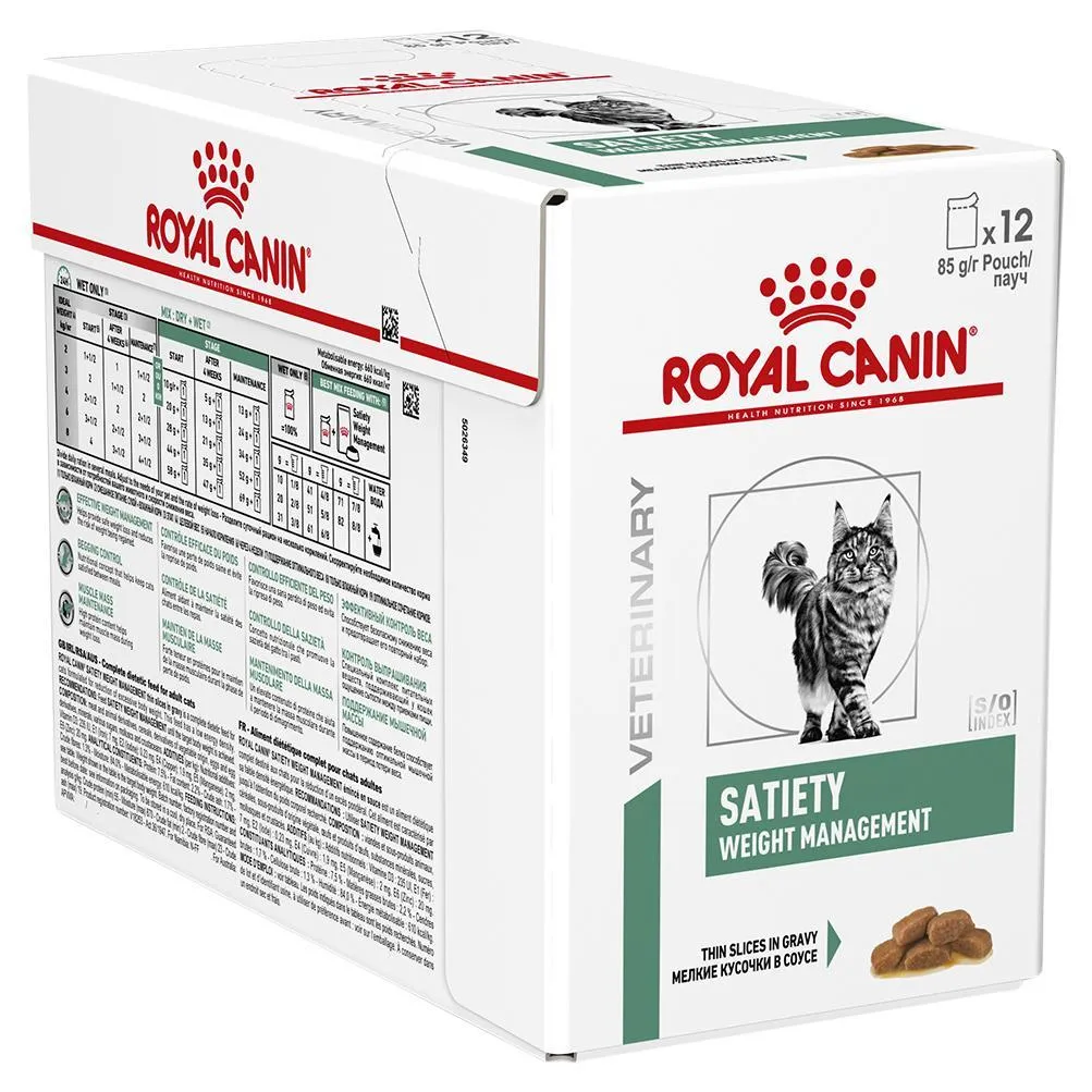 Royal Canin Veterinary Diet Cat Satiety Wet Food Pouches 85g x 12