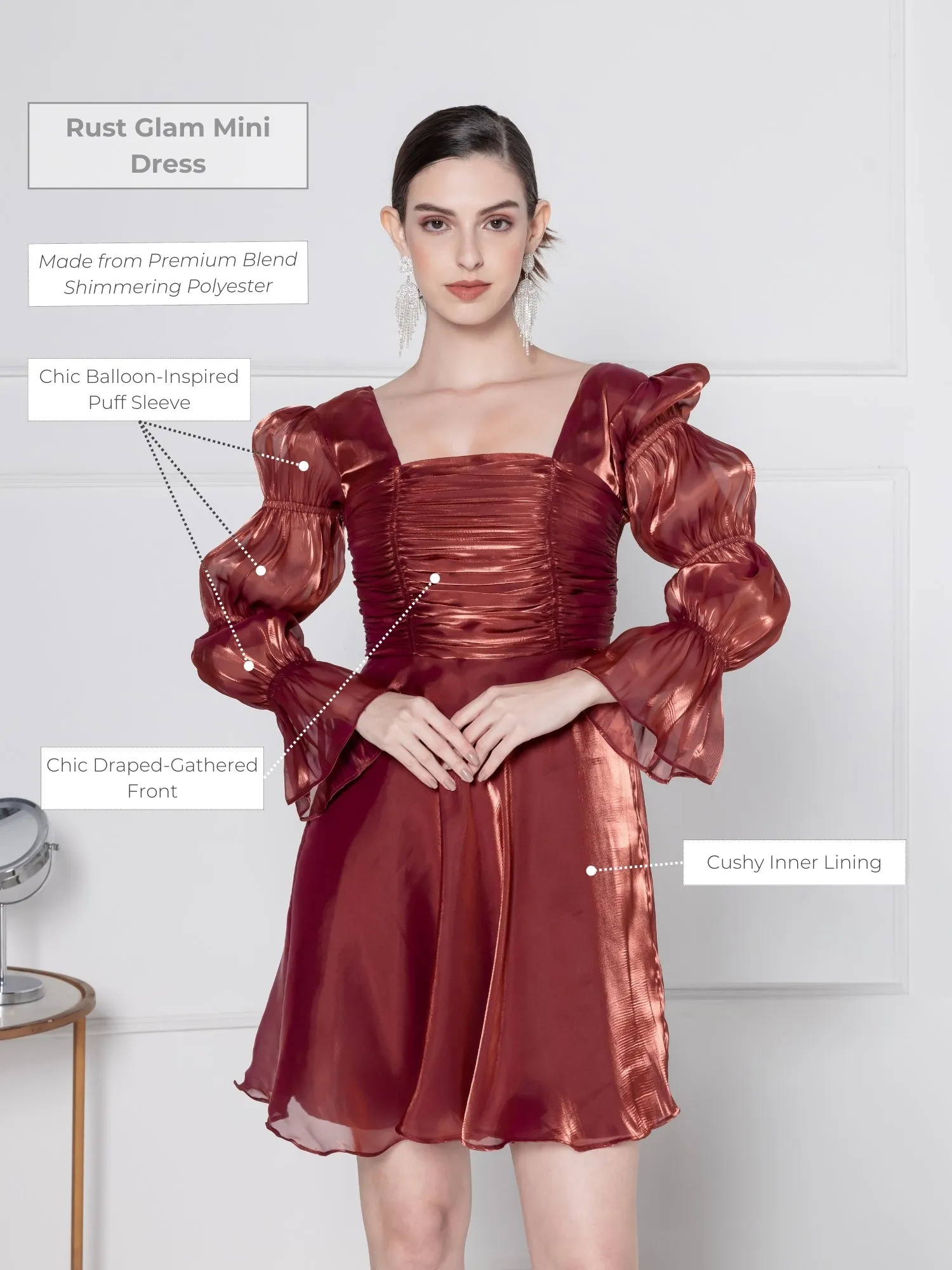 Rust Glam Mini Dress