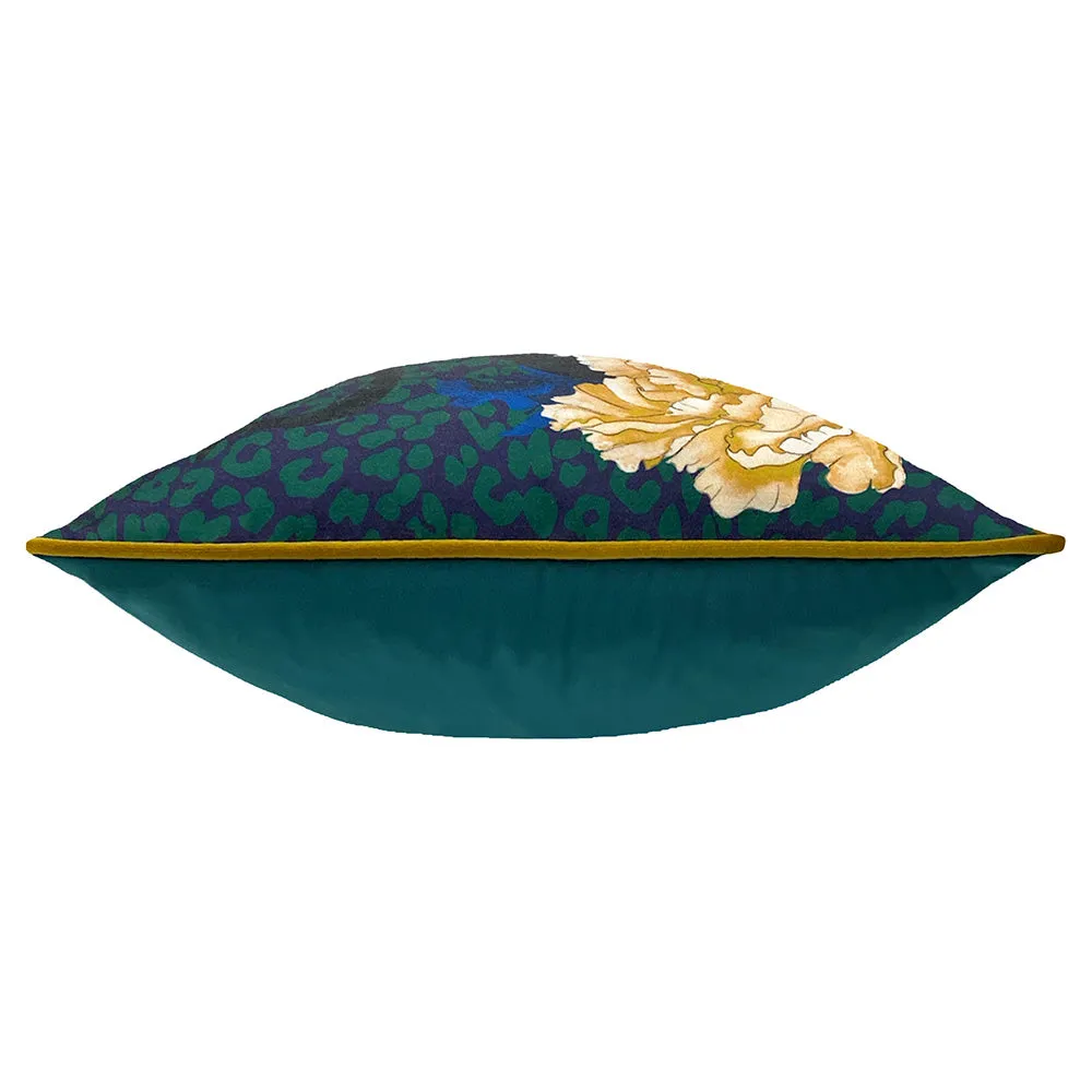 Serpentine Animal Print Cushion Royal Blue/Teal