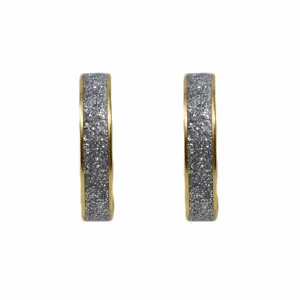 Silver Glitter & Gold Hoop Earrings