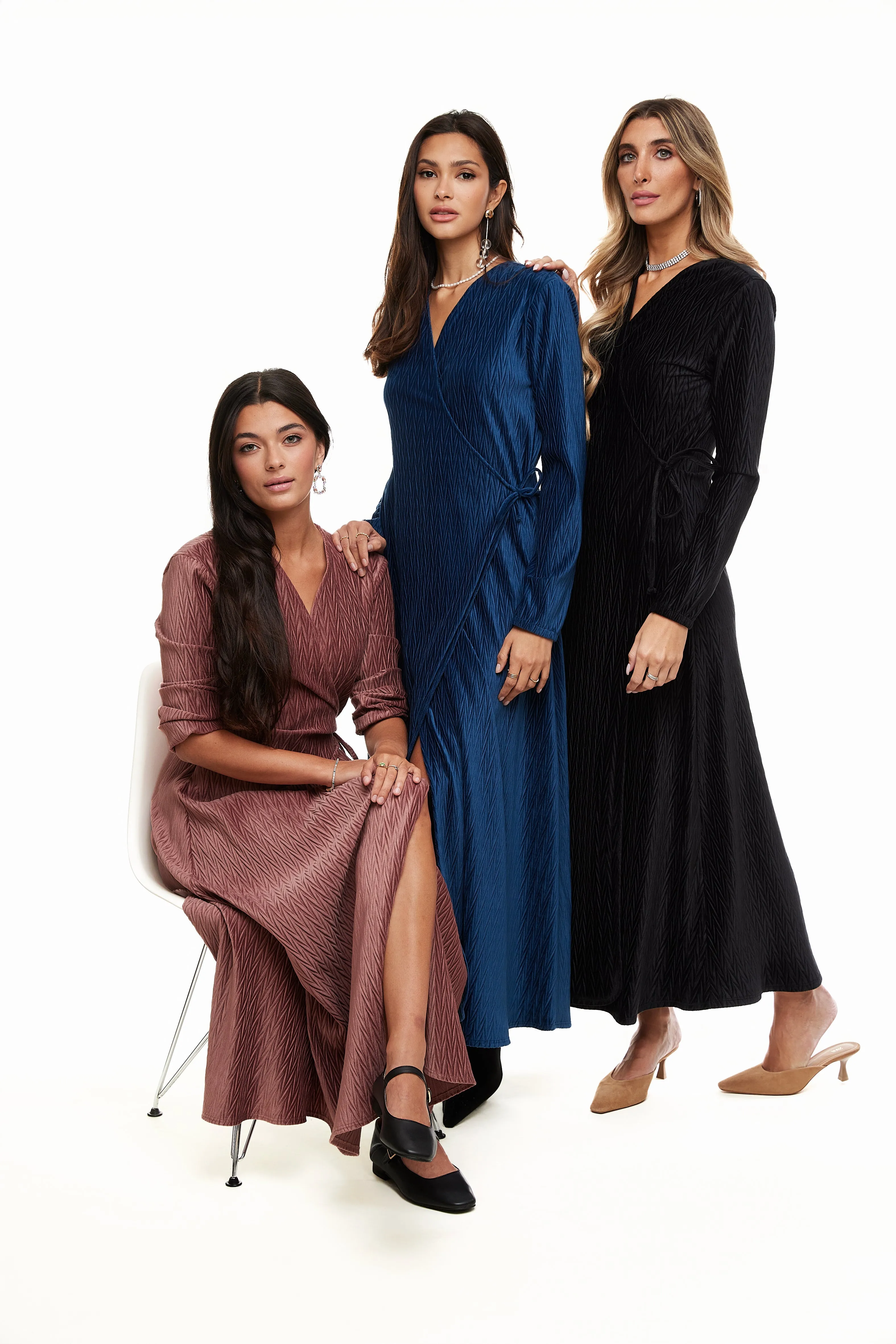VELVET SIDE TIE MAXI DRESS