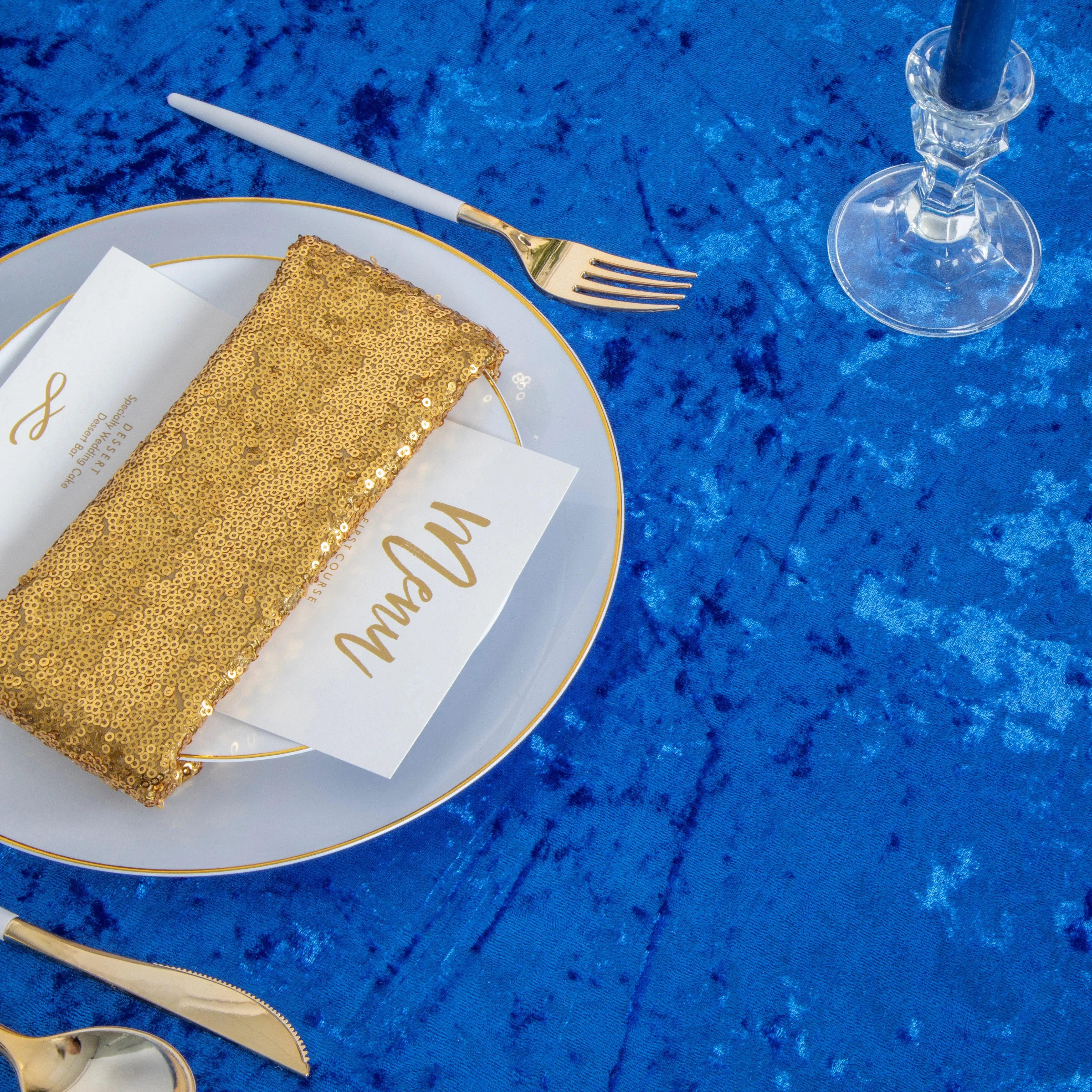 Velvet Spandex Table Cover 6ft Rectangle - Royal Blue