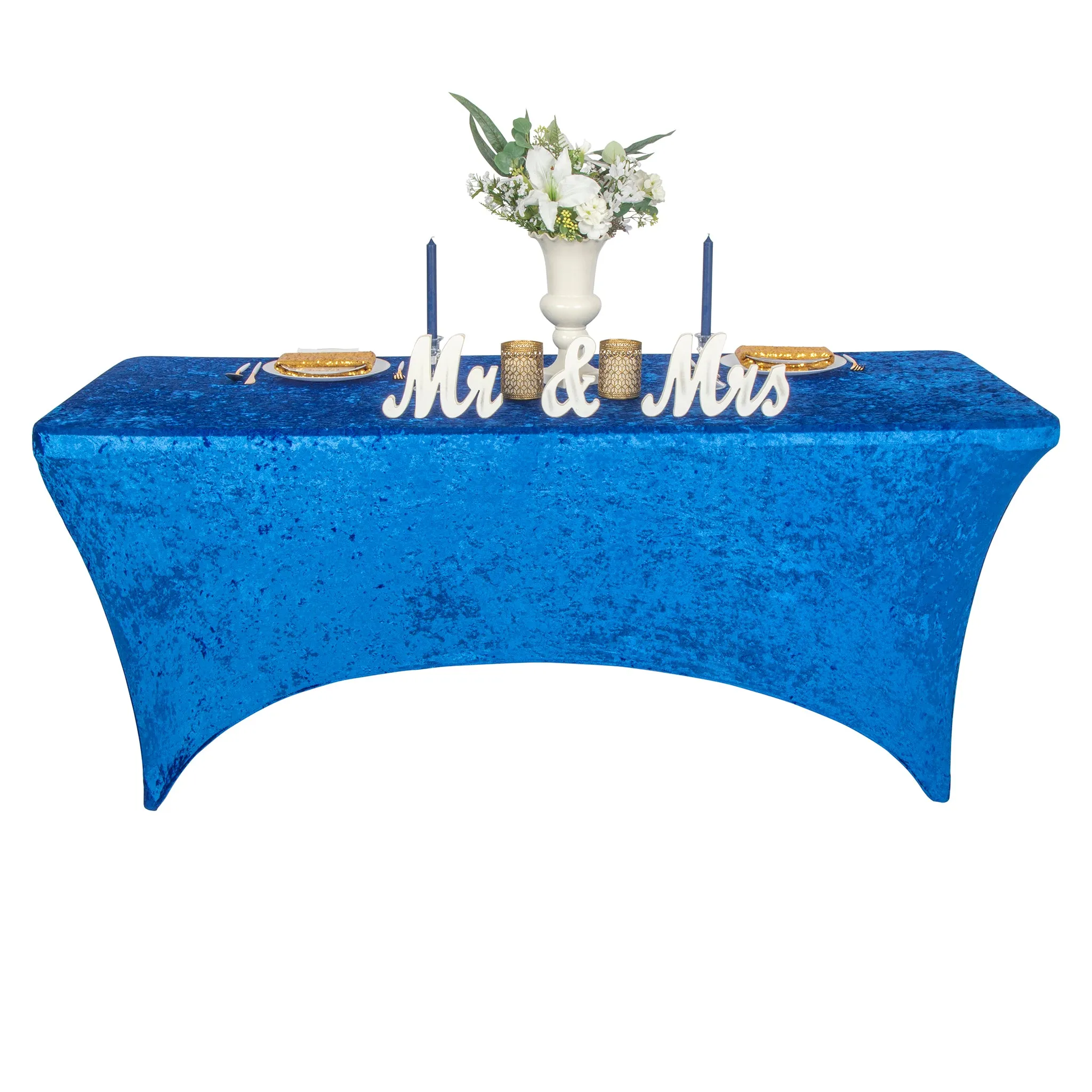Velvet Spandex Table Cover 6ft Rectangle - Royal Blue