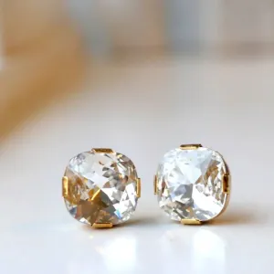 Vintage Cushion Cut Crystal Studs