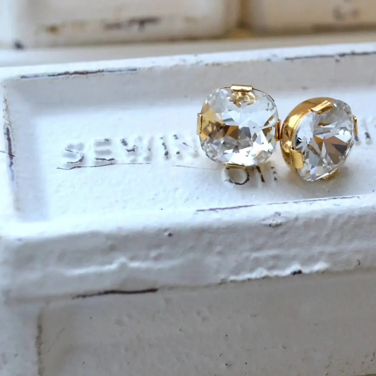 Vintage Cushion Cut Crystal Studs