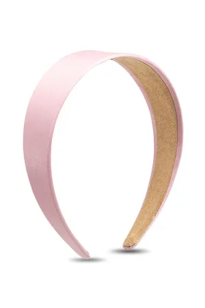 Wide Satin Headband in Light Pink