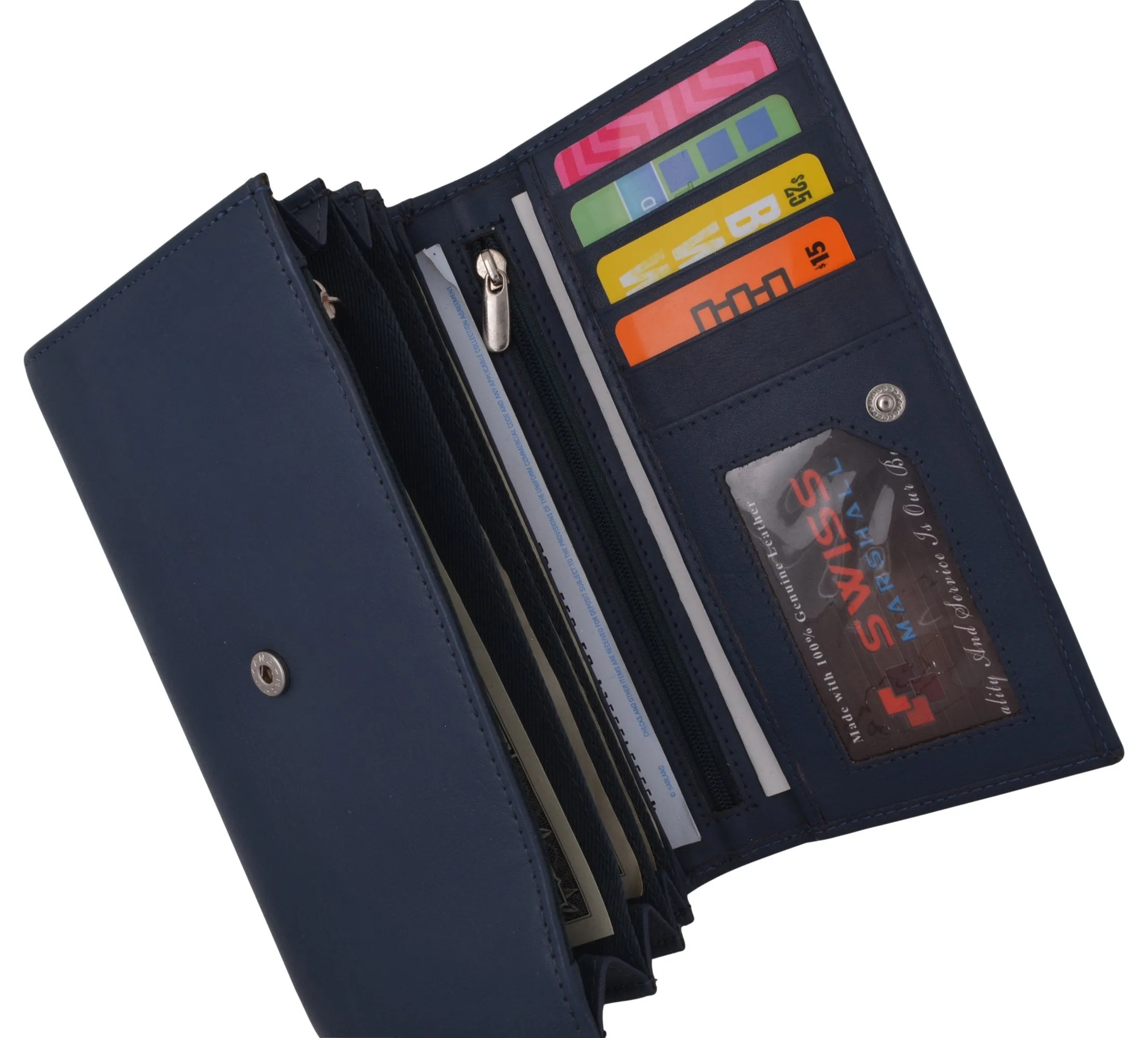 Women RFID Blocking Real Leather Wallet - Clutch Checkbook Wallet for Women RFID2547GT