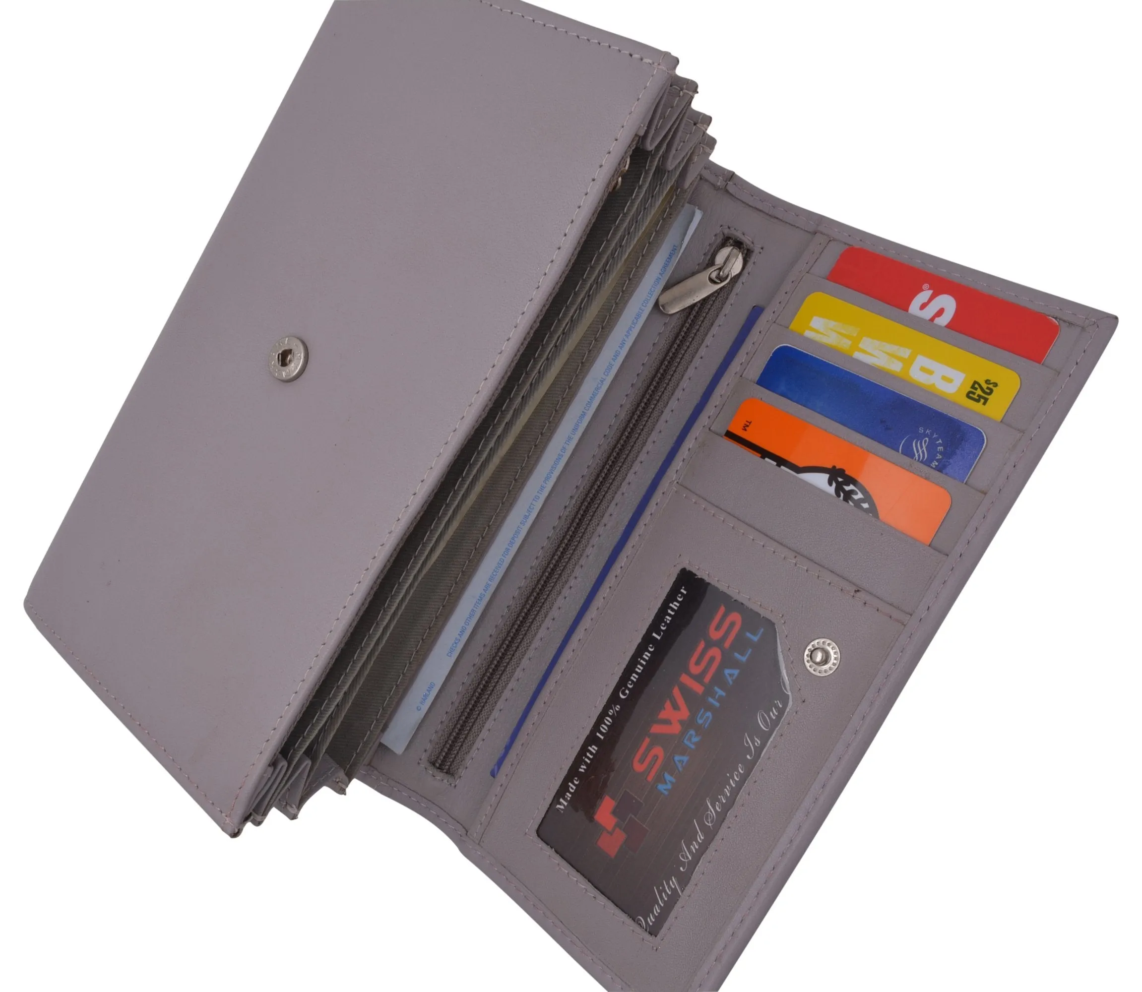 Women RFID Blocking Real Leather Wallet - Clutch Checkbook Wallet for Women RFID2547GT