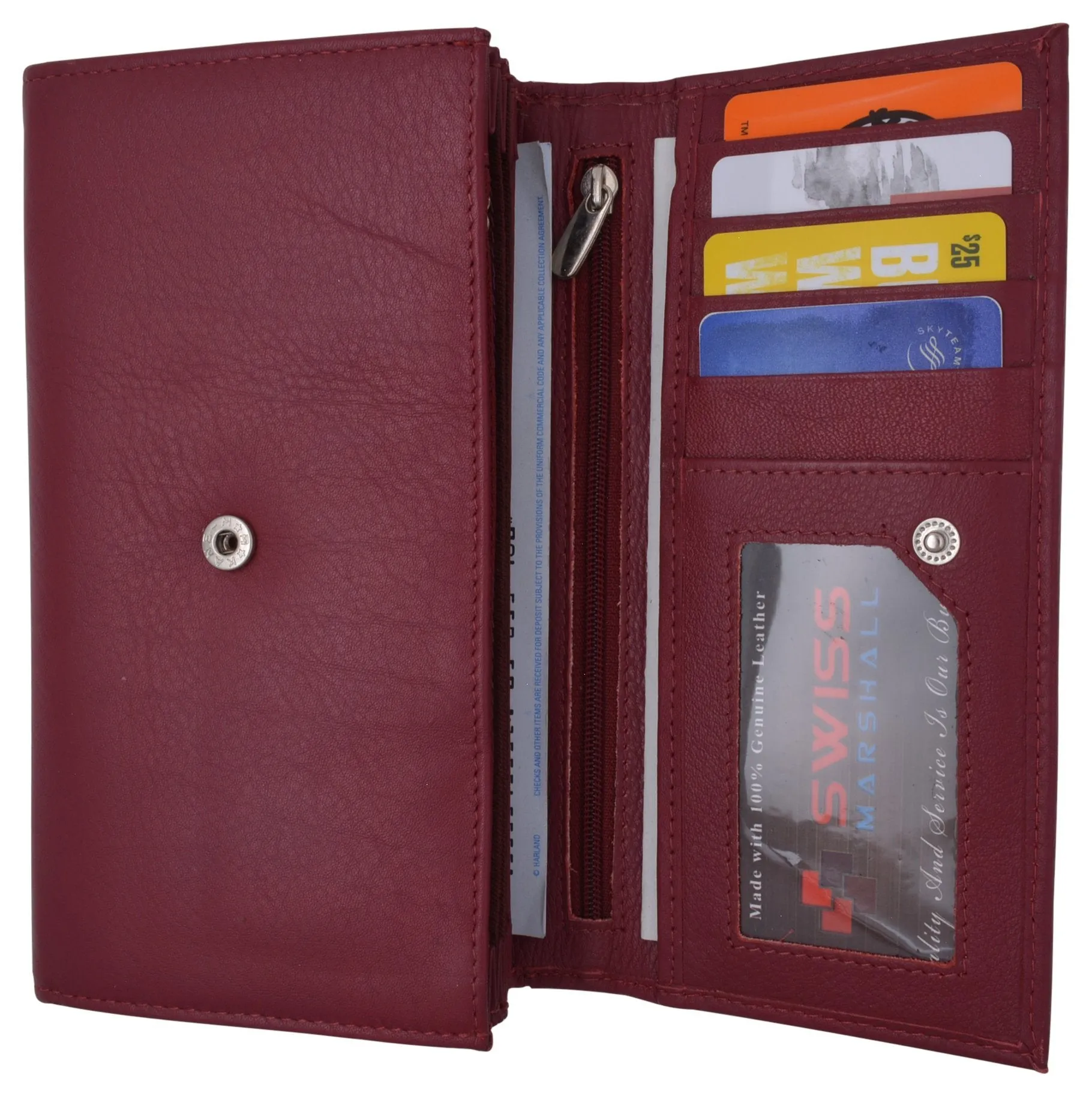 Women RFID Blocking Real Leather Wallet - Clutch Checkbook Wallet for Women RFID2547GT