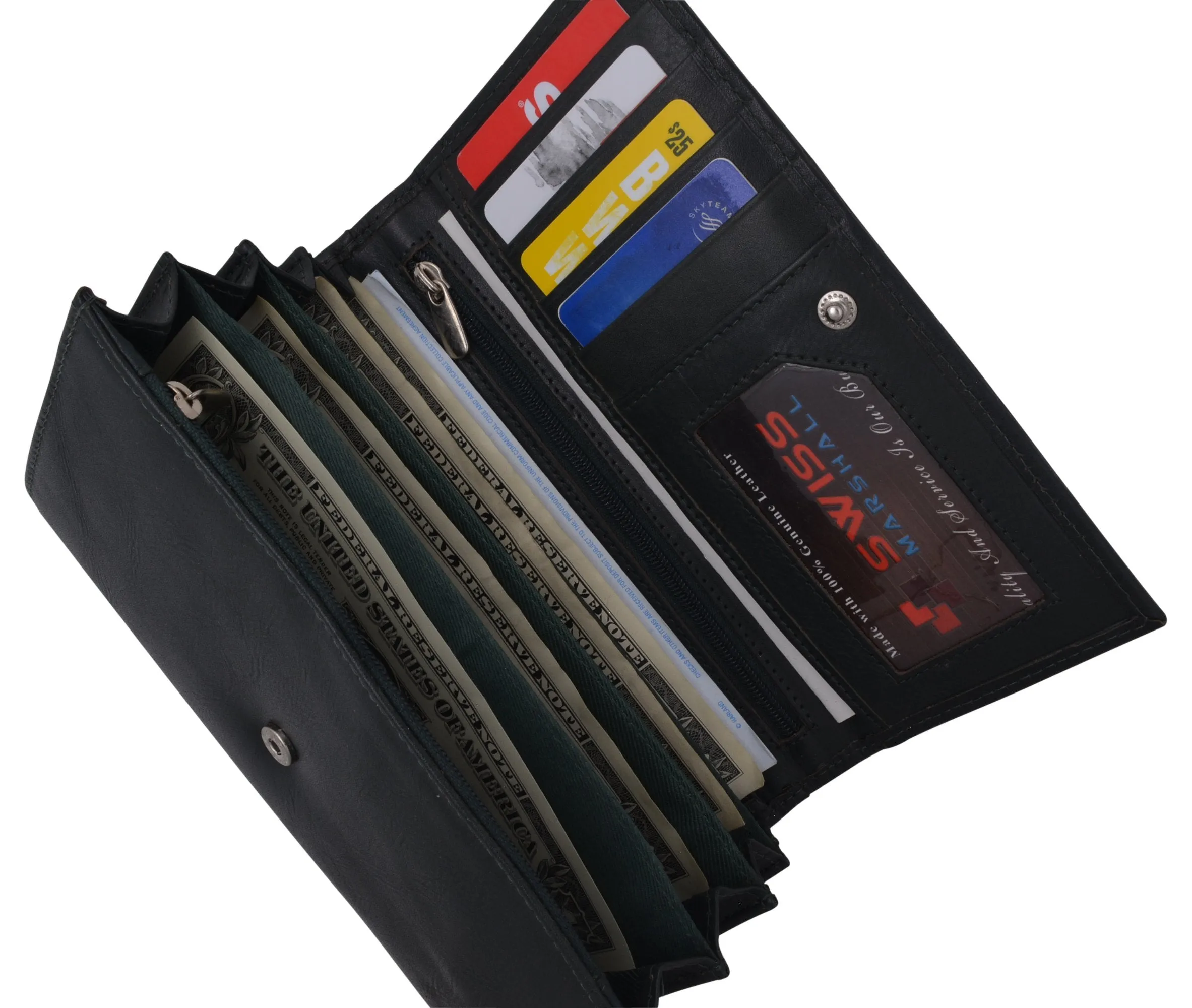 Women RFID Blocking Real Leather Wallet - Clutch Checkbook Wallet for Women RFID2547GT