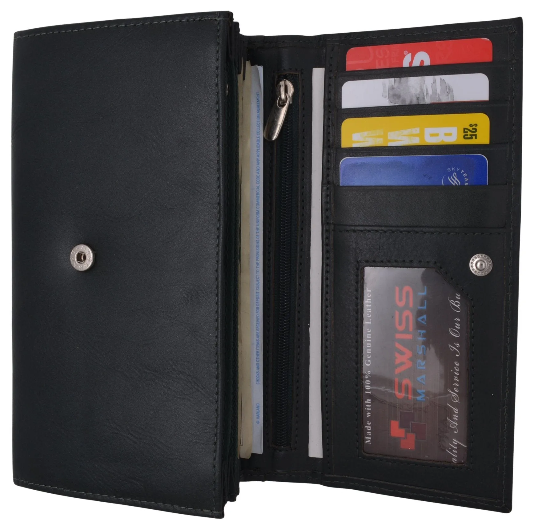 Women RFID Blocking Real Leather Wallet - Clutch Checkbook Wallet for Women RFID2547GT