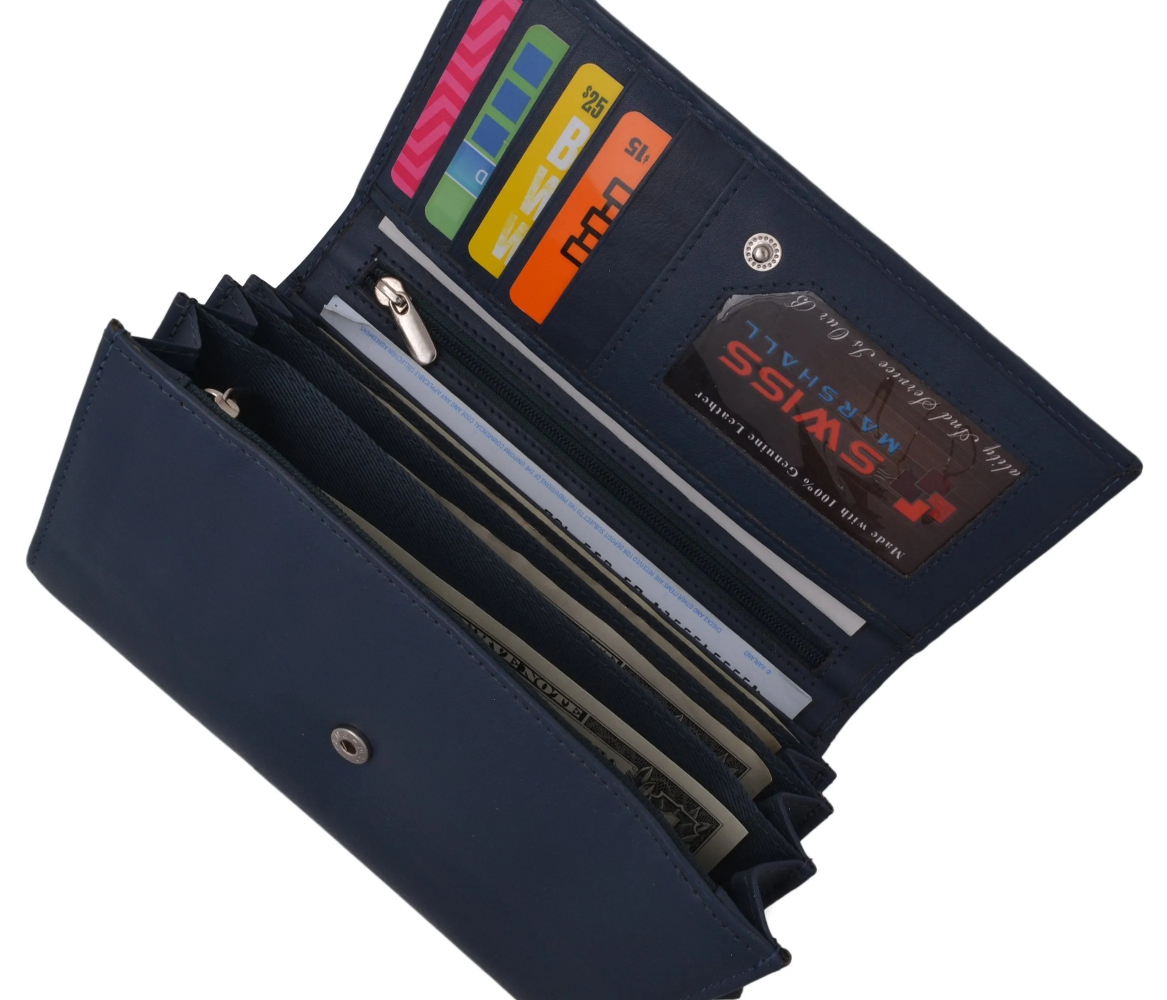 Women RFID Blocking Real Leather Wallet - Clutch Checkbook Wallet for Women RFID2547GT