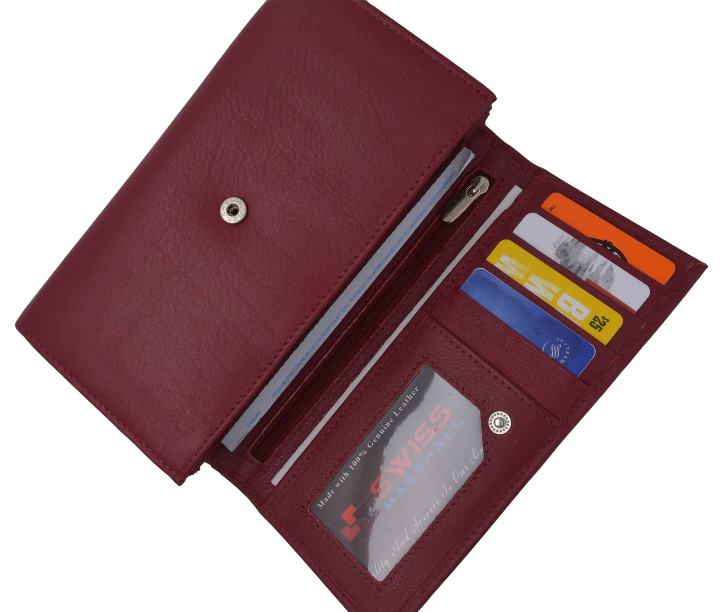 Women RFID Blocking Real Leather Wallet - Clutch Checkbook Wallet for Women RFID2547GT