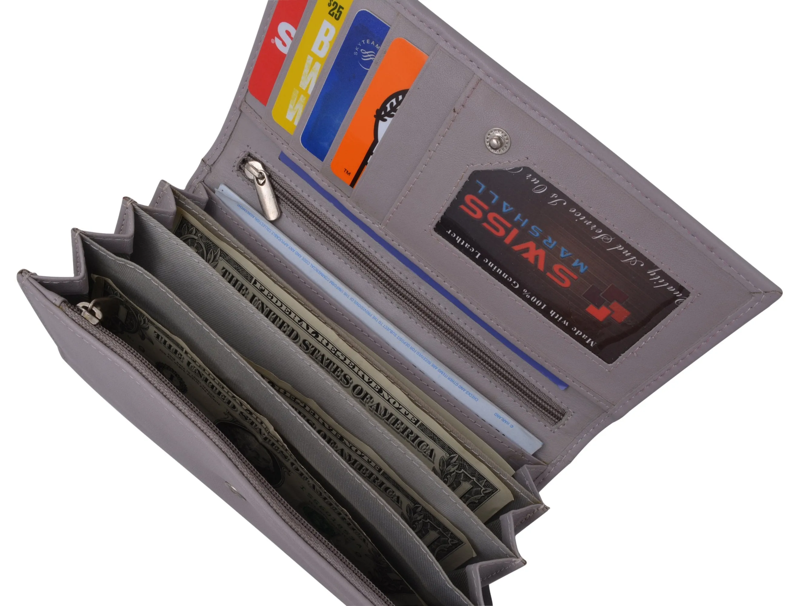 Women RFID Blocking Real Leather Wallet - Clutch Checkbook Wallet for Women RFID2547GT