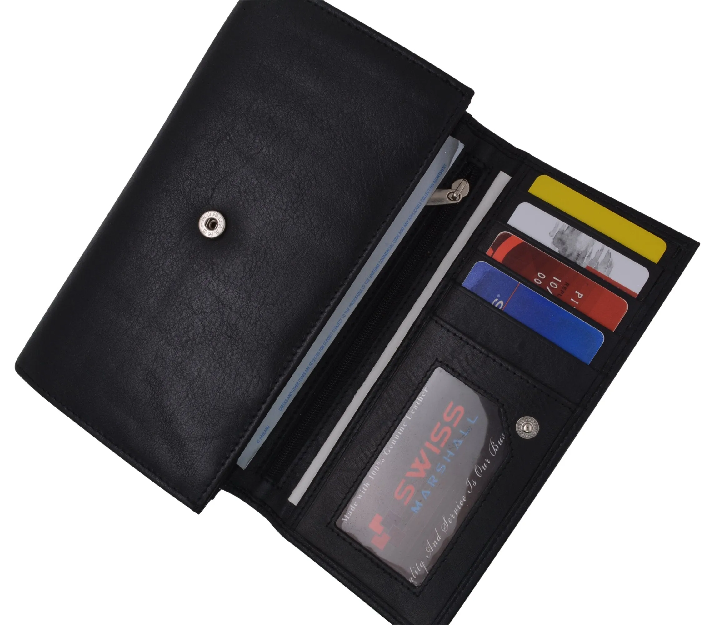 Women RFID Blocking Real Leather Wallet - Clutch Checkbook Wallet for Women RFID2547GT
