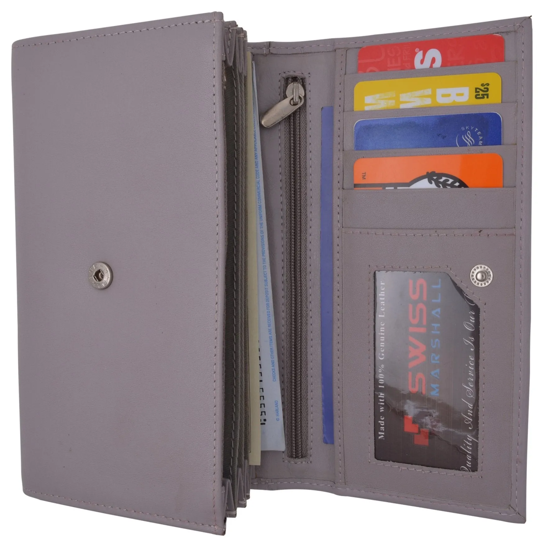 Women RFID Blocking Real Leather Wallet - Clutch Checkbook Wallet for Women RFID2547GT