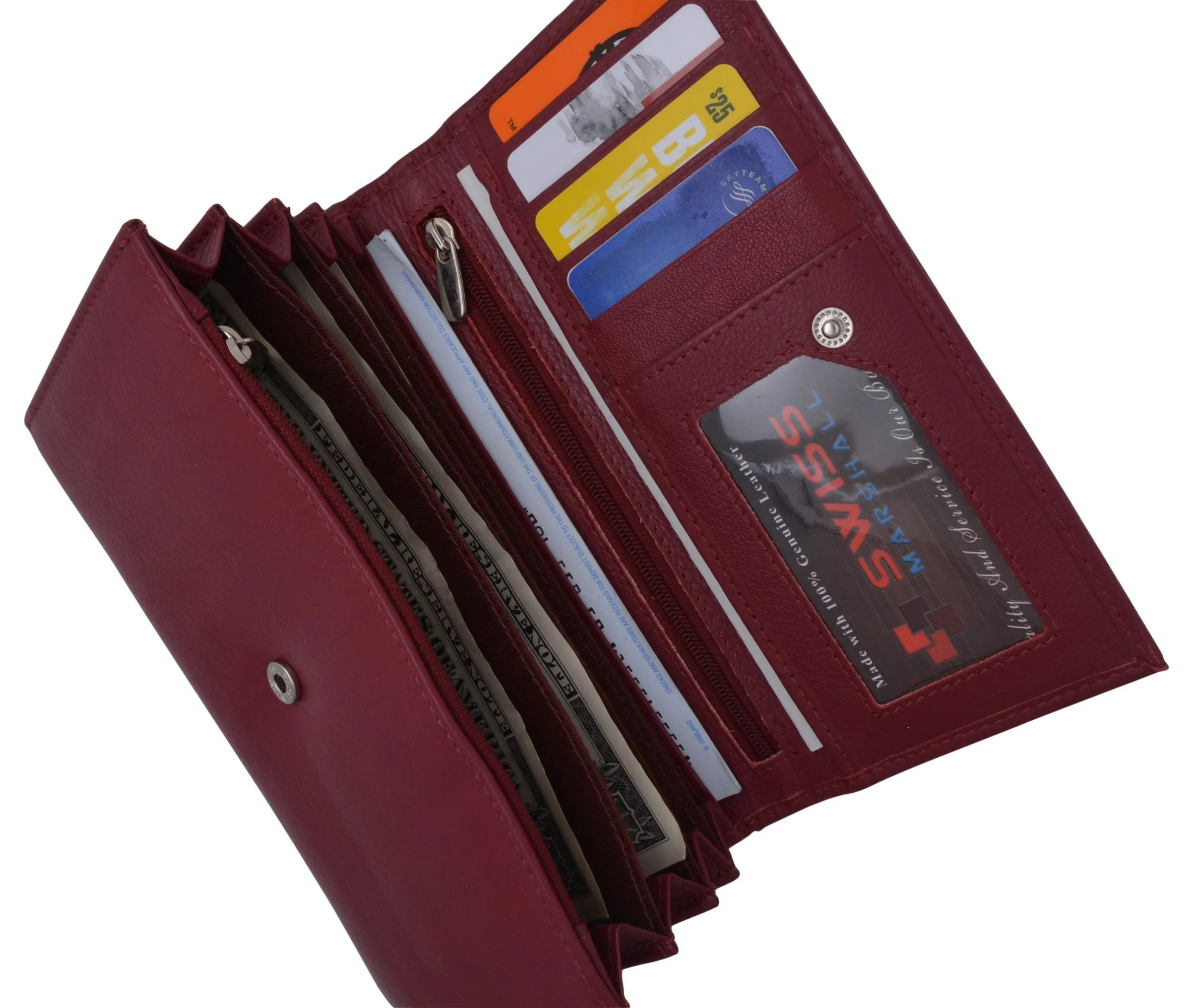 Women RFID Blocking Real Leather Wallet - Clutch Checkbook Wallet for Women RFID2547GT