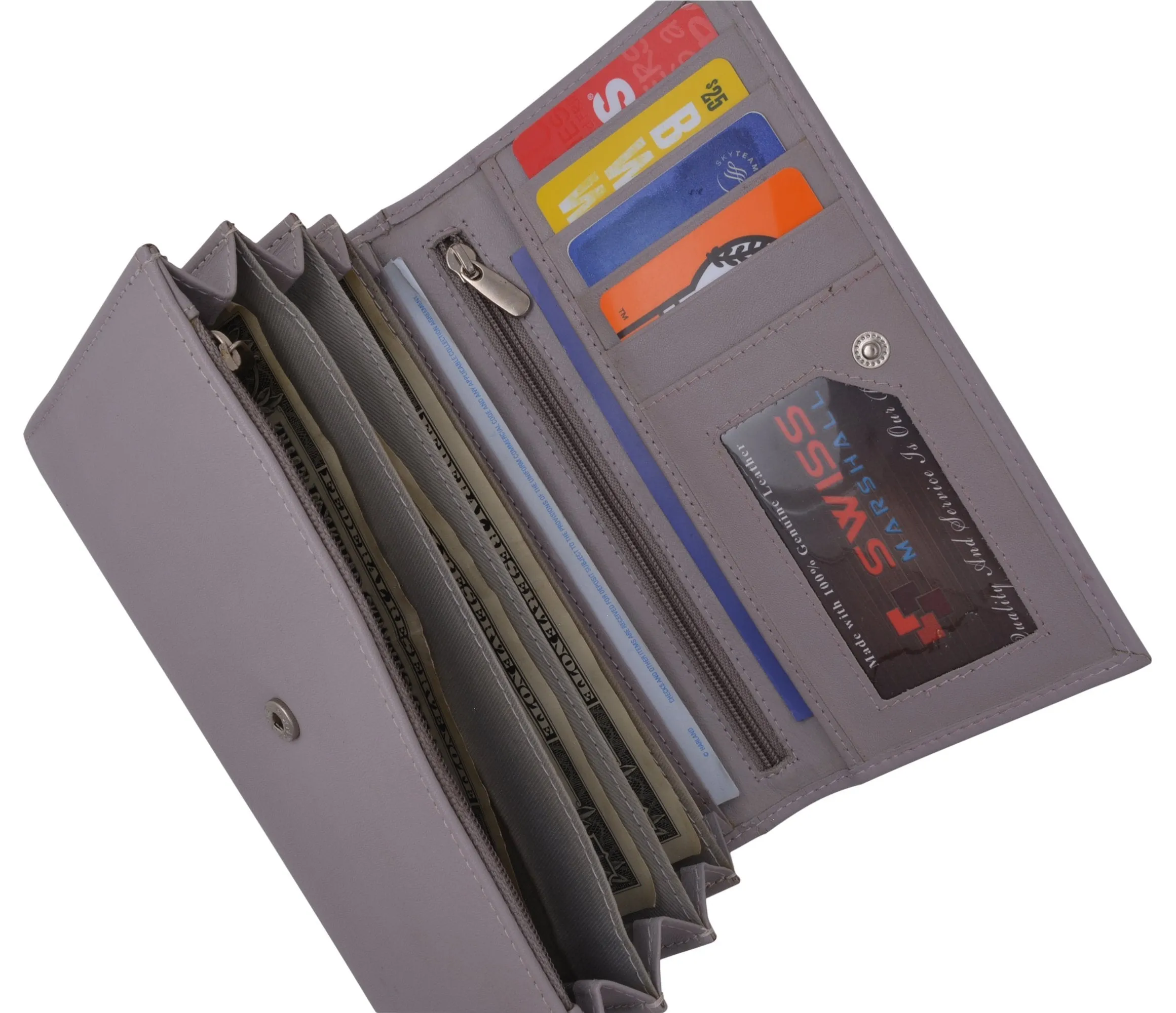 Women RFID Blocking Real Leather Wallet - Clutch Checkbook Wallet for Women RFID2547GT