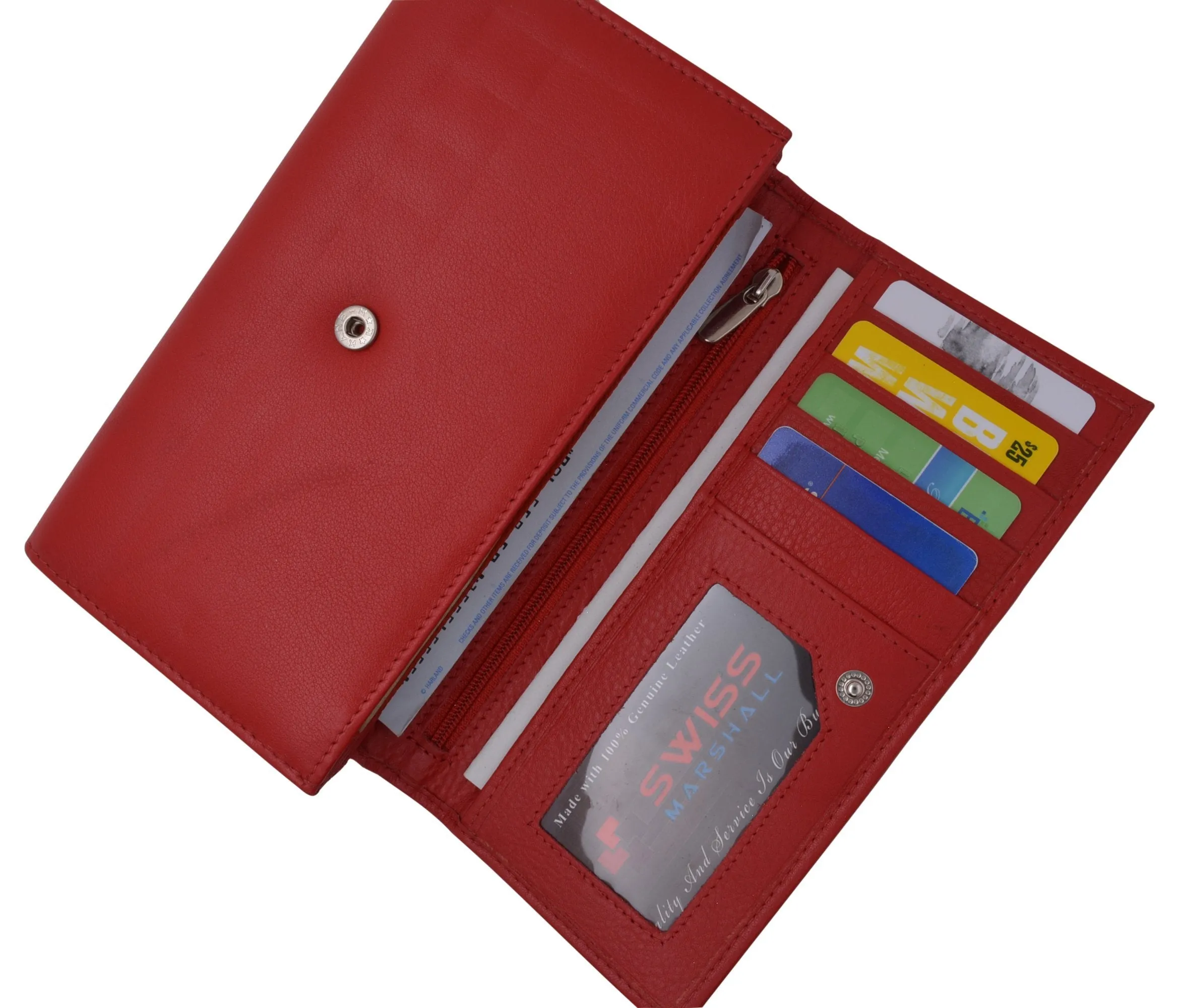 Women RFID Blocking Real Leather Wallet - Clutch Checkbook Wallet for Women RFID2547GT
