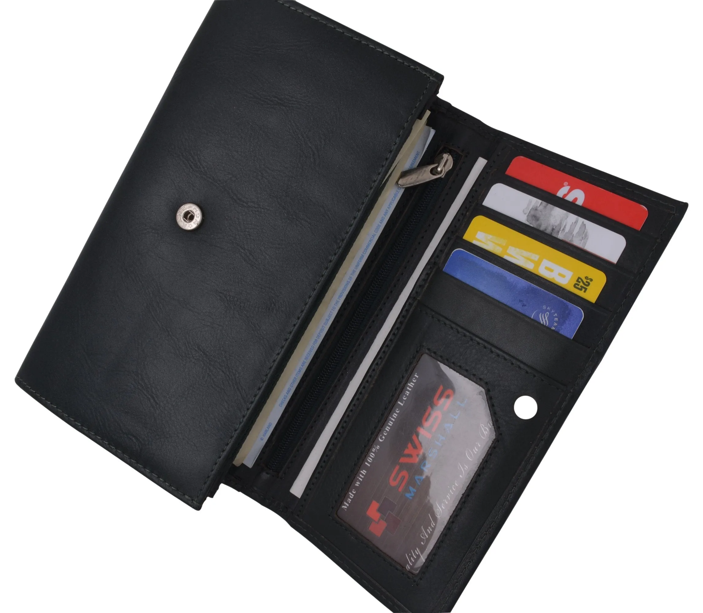 Women RFID Blocking Real Leather Wallet - Clutch Checkbook Wallet for Women RFID2547GT