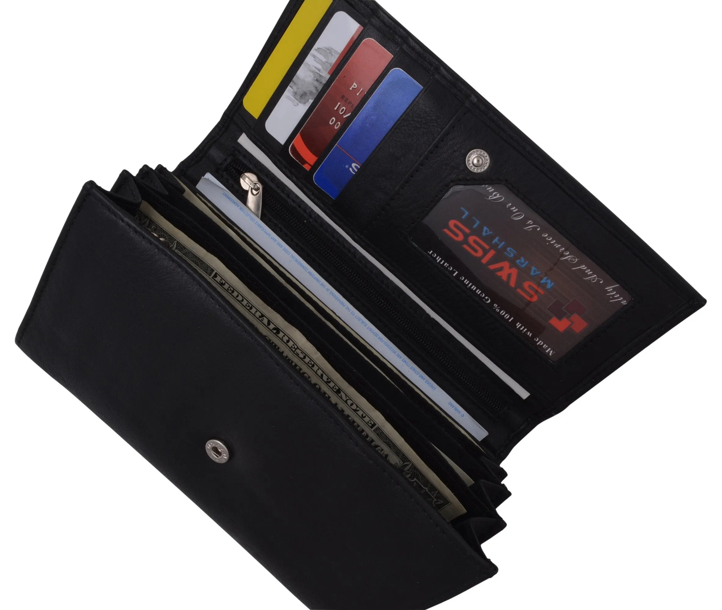 Women RFID Blocking Real Leather Wallet - Clutch Checkbook Wallet for Women RFID2547GT