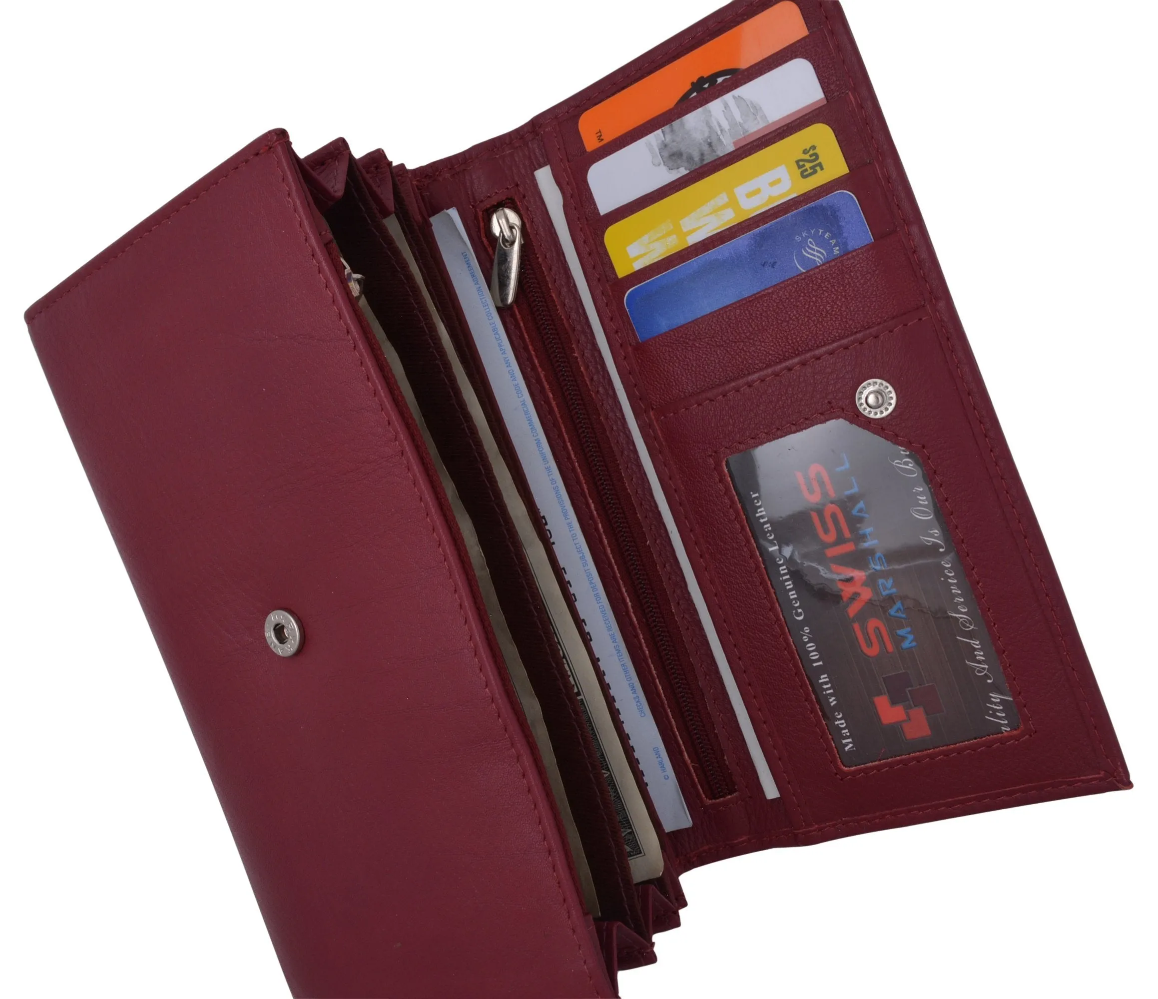 Women RFID Blocking Real Leather Wallet - Clutch Checkbook Wallet for Women RFID2547GT